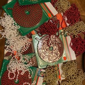 Festive Beaded Garlands in Red, Gold, and White